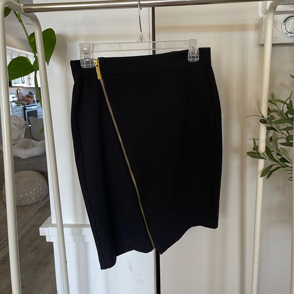 Michael Kors black gold zip pencil skirt size 2 - Picture 1 of 3